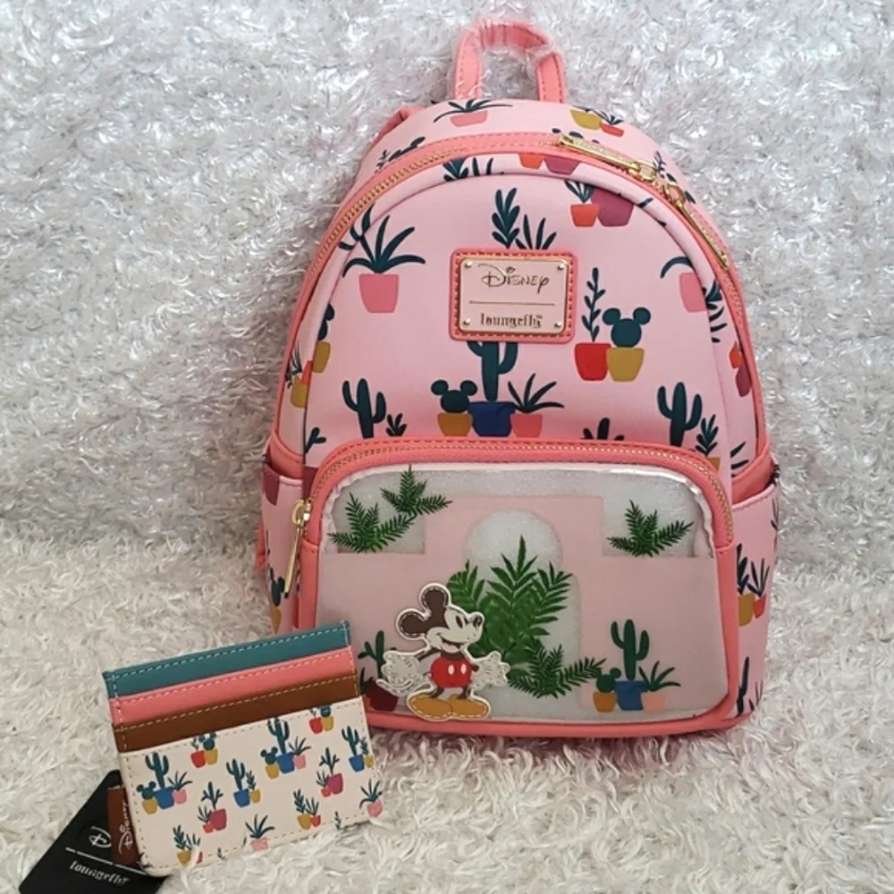 Loungefly Disney Mickey Cactus mini backpack and cardholder
